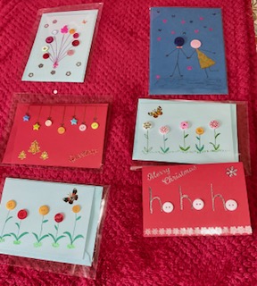 Handmade charity card with button art