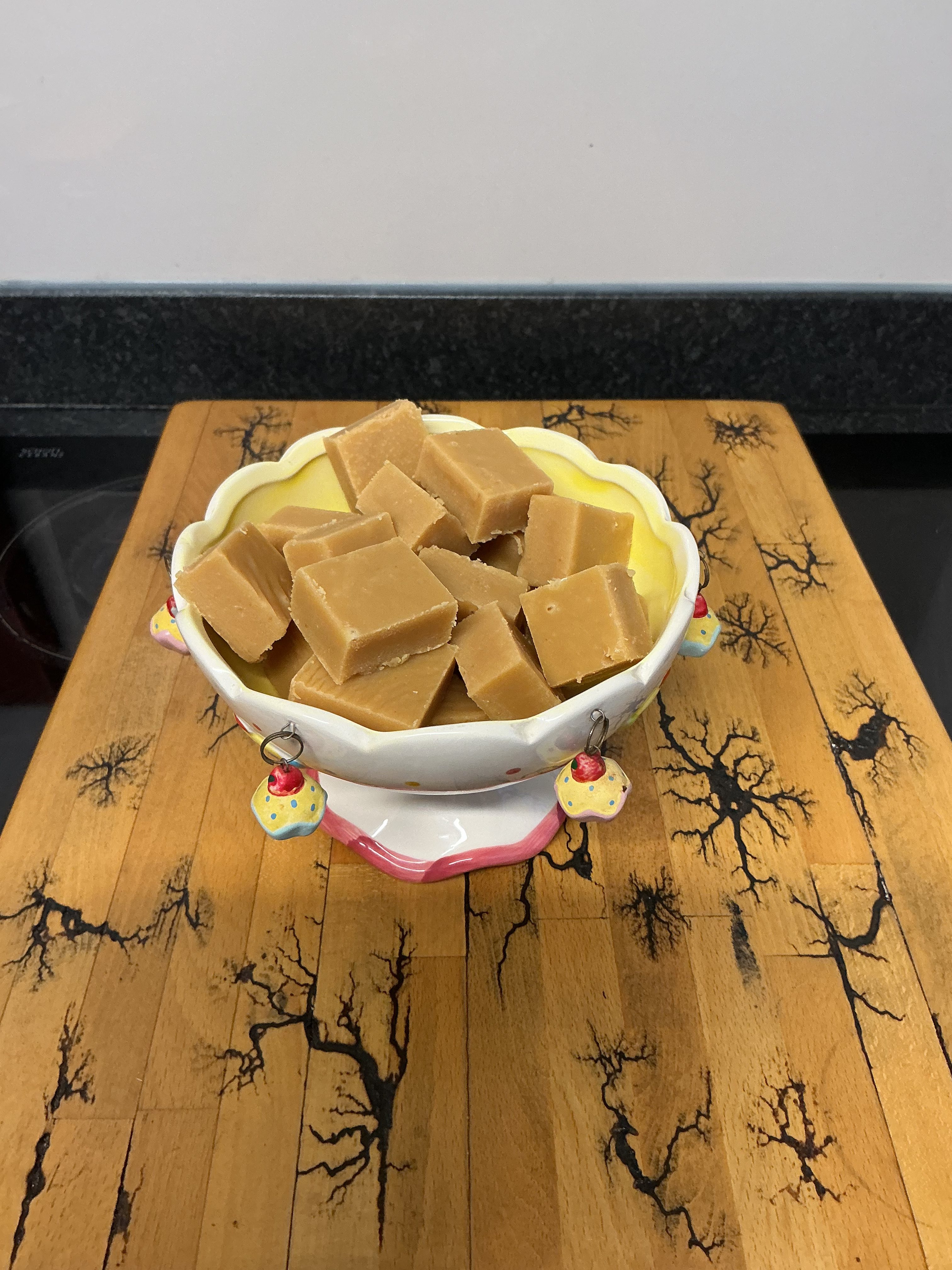 Finished fudge set in tray